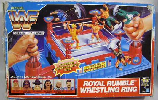 1992 WWF Hasbro Mini Wrestlers Royal Rumble Wrestling Ring [With Hulk Hogan, "Macho Man" Randy Savage, Sgt. Slaughter, Jake "The Snake" Roberts, "Million Dollar Man" Ted Dibiase & Big Boss Man]