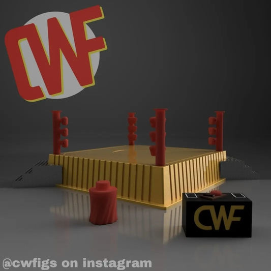 Unreleased Official Championship Wrestling Figures Ring [Yellow]