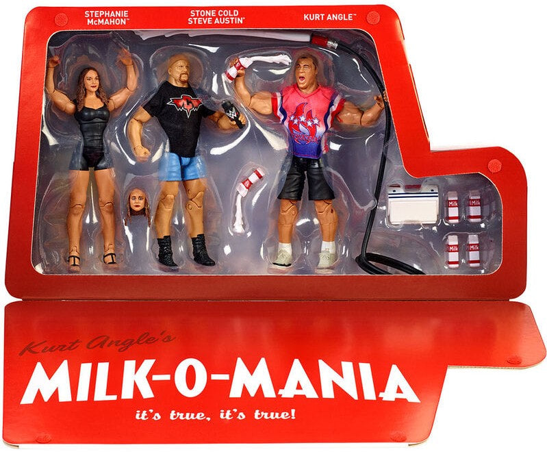 2018 WWE Mattel Elite Collection Epic Moments Milk-o-Mania: Stephanie McMahon, Stone Cold Steve Austin & Kurt Angle