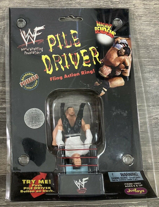 1999 WWF Just Toys Micro Bend-Ems Pile Driver Fling Action Ring Val Venis & Gangrel