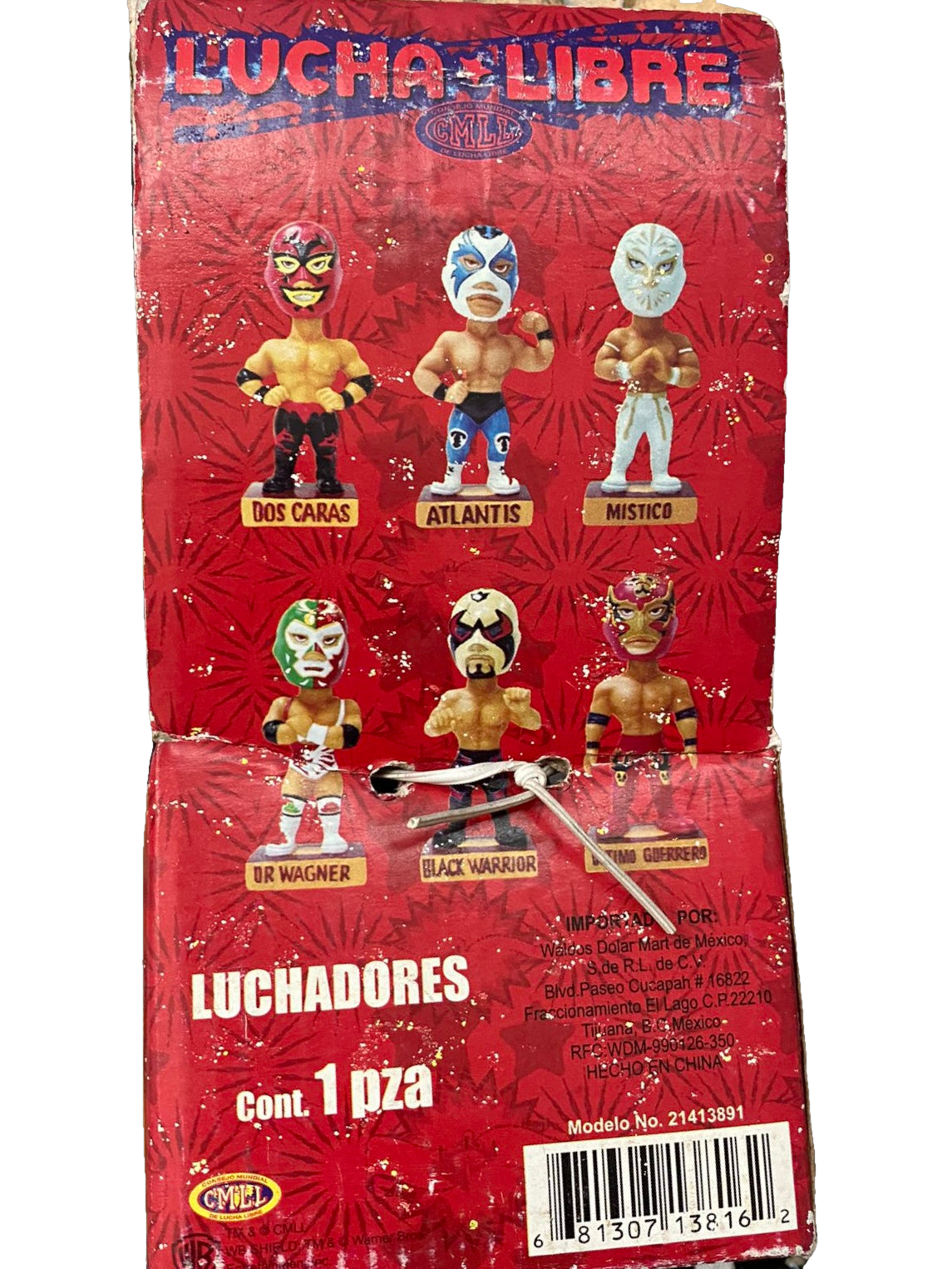 2008 CMLL Waldos Dolar Mart Luchadores Bobblehead Black Warrior