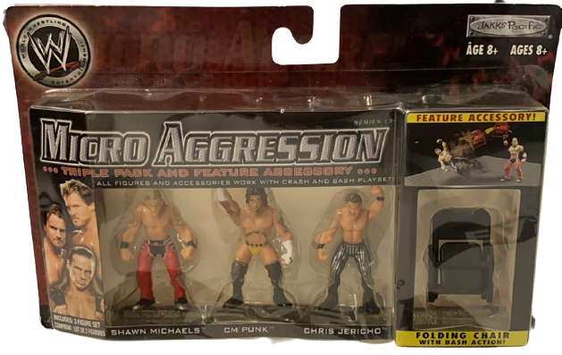 2009 WWE Jakks Pacific Micro Aggression Series 13 Shawn Michaels, CM Punk & Chris Jericho