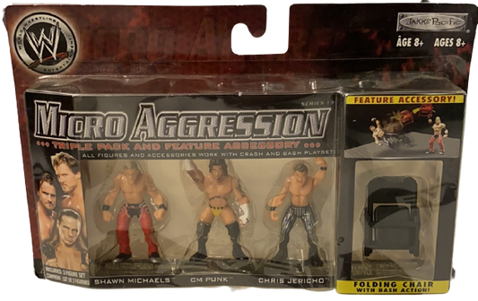 2009 WWE Jakks Pacific Micro Aggression Series 13 Shawn Michaels, CM Punk & Chris Jericho