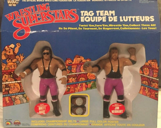 1987 WWF LJN Wrestling Superstars Hart Foundation Tag Team: Brett Hart & Jim Neidhart