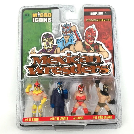 2004 X-Concepts Micro Icons Mexican Wrestlers Series 1 4-Pack: #9 El Gallo, #10 The Lawyer, #11 Uriel & #12 Nino Blanco