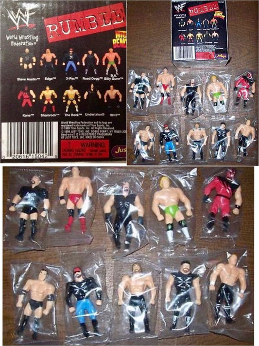 1999 WWF Just Toys Micro Bend-Ems JC Penney Mailaway Rumble 10-Pack