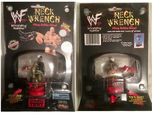 1999 WWF Just Toys Micro Bend-Ems Neck Wrench Fling Action Ring Goldust & Ken Shamrock