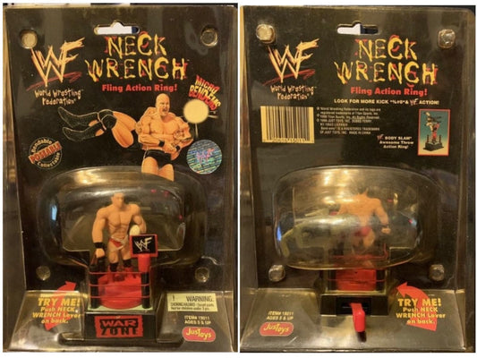 1999 WWF Just Toys Micro Bend-Ems Neck Wrench Fling Action Ring Ken Shamrock & Goldust