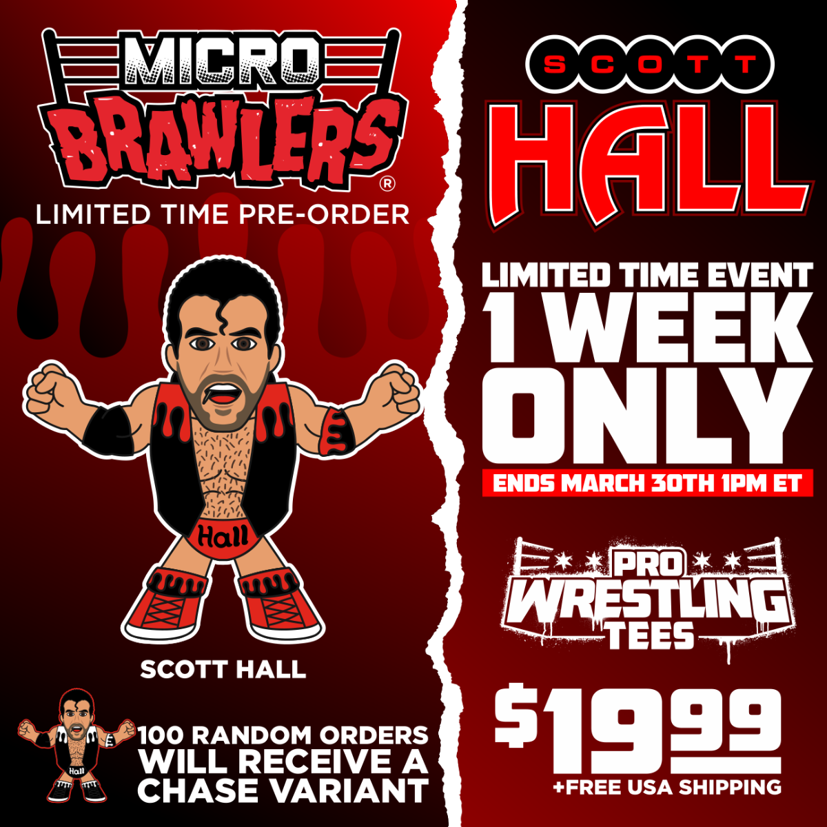 2022 Pro Wrestling Tees Micro Brawlers Limited Edition Scott Hall