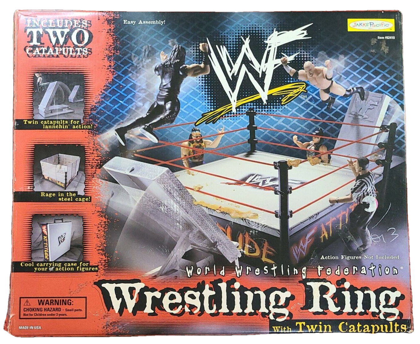 Jakks 1999 フィギュア用プロレスリング（ゴング付き）＋WWFレスラーフィギュア Pacific Figure Action Shamrock Ken Series Survivor WWF スポーツ