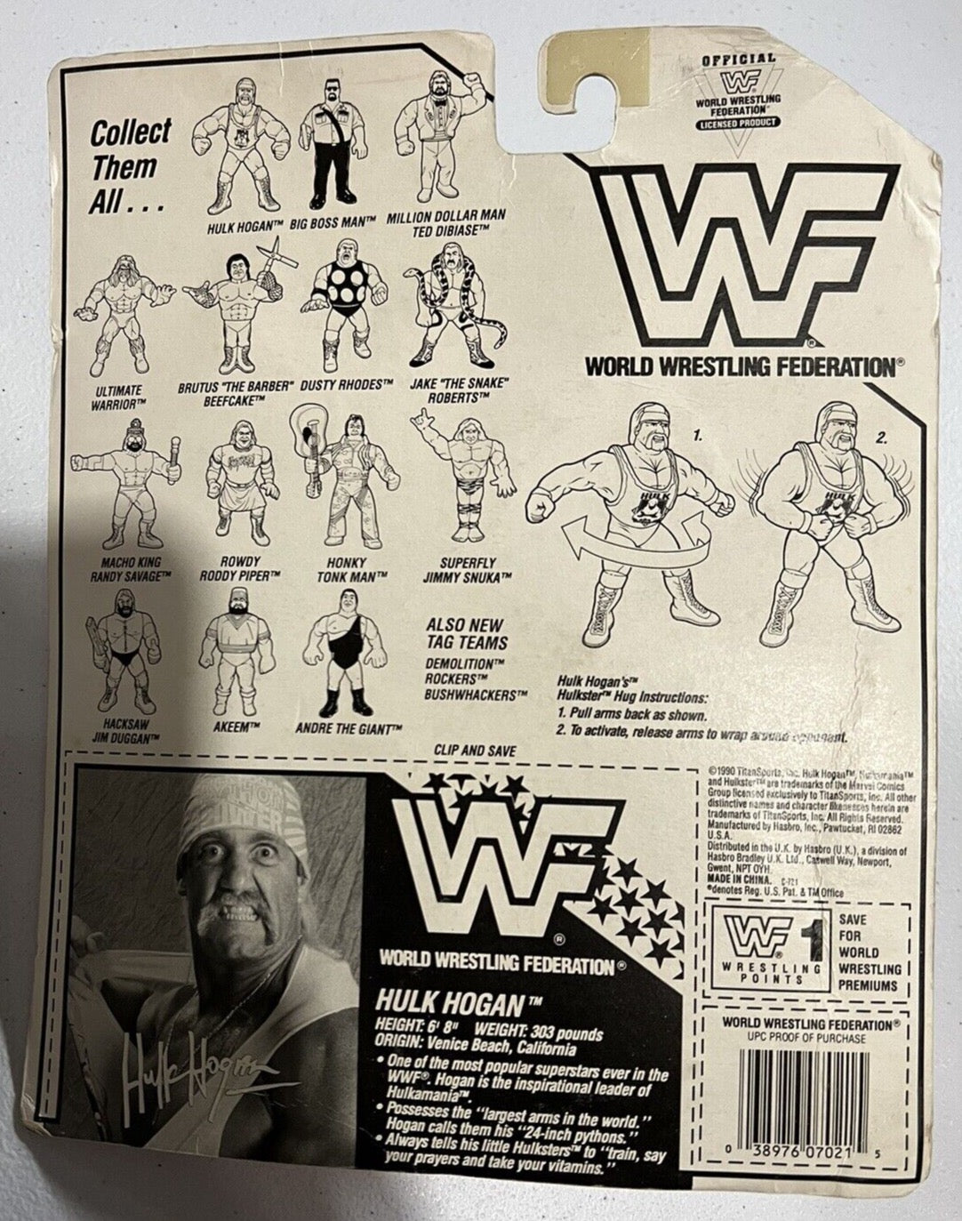 1991 WWF Hasbro Series 2 Hulk Hogan with Hulkster Hug!