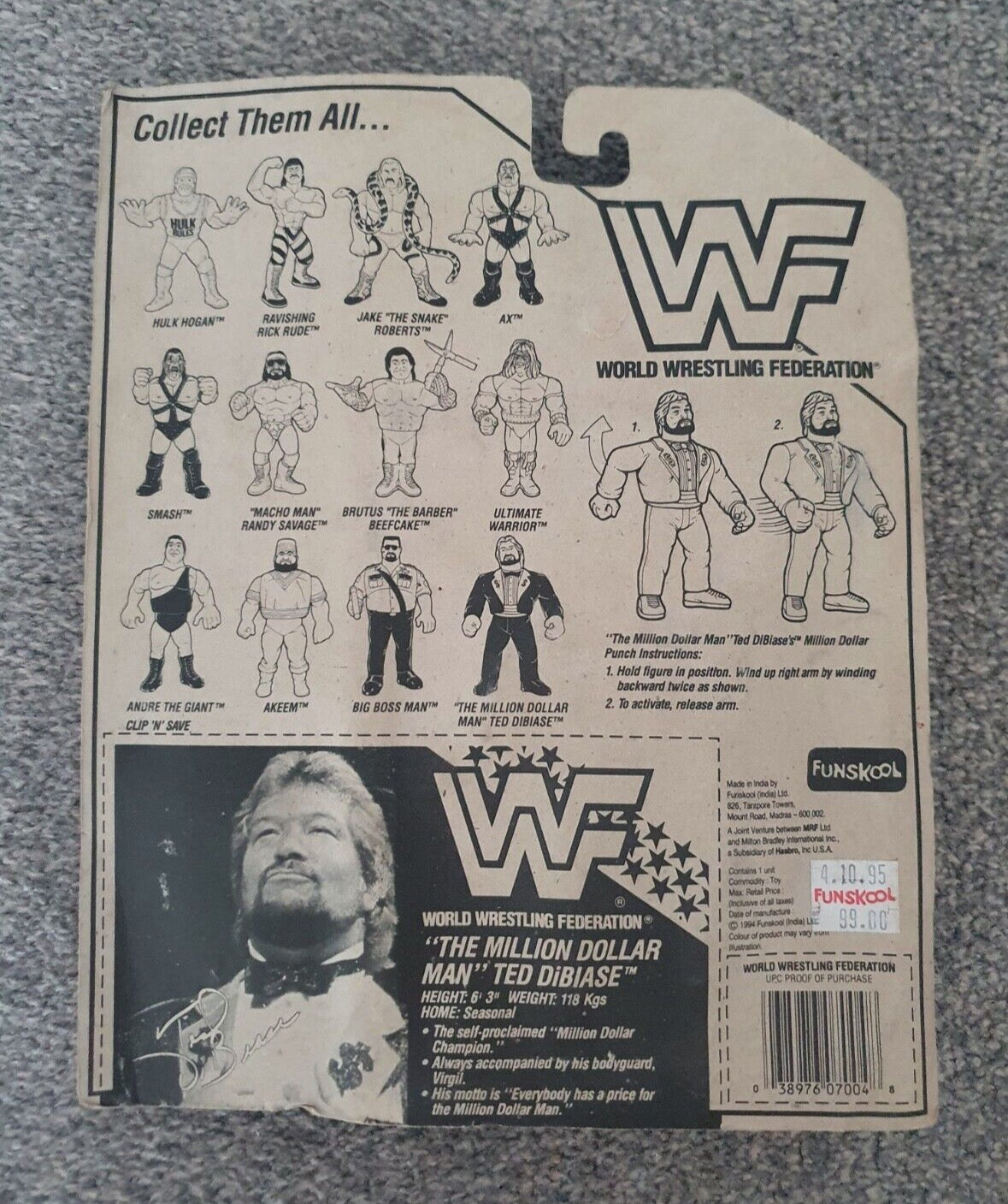 1994 WWF Funskool "The Million Dollar Man" Ted DiBiase with Million Dollar Punch!