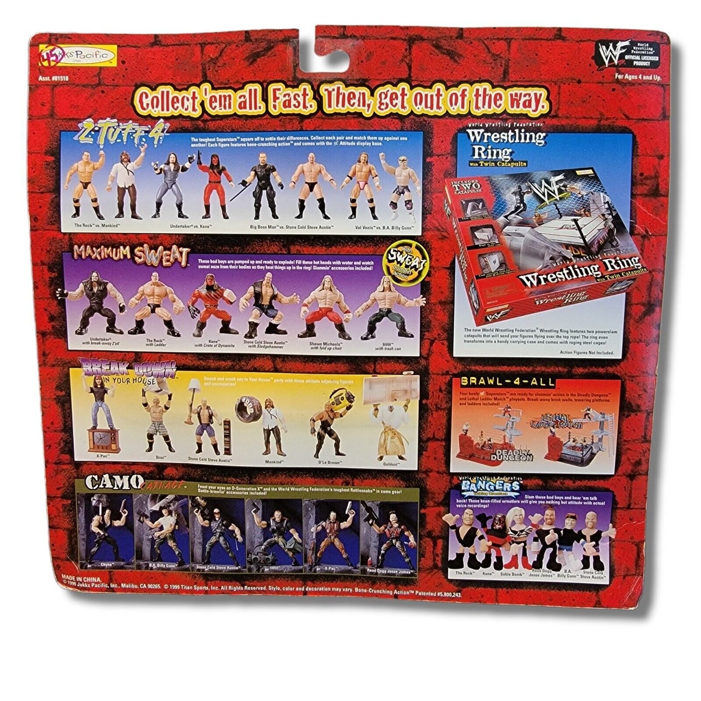 1999 WWF Jakks Pacific 2 Tuff Series 4 The Rock & Mankind