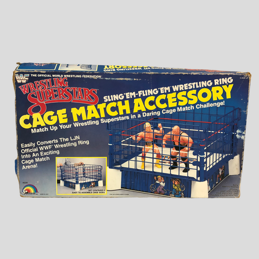 1986 WWF LJN Wrestling Superstars Sling 'Em-Fling 'Em Wrestling Ring Cage Match Accessory