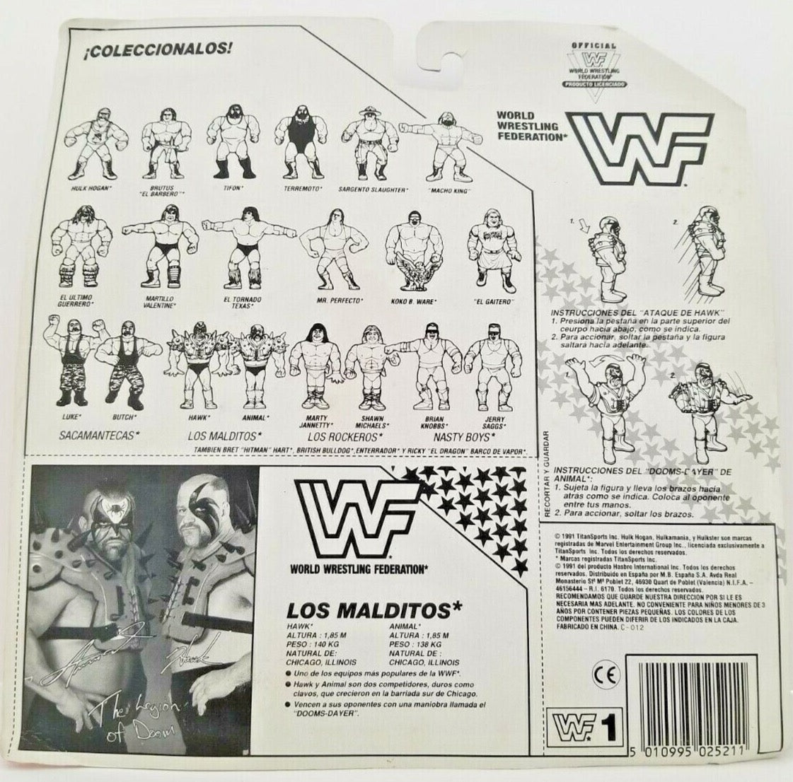 1992 WWF Hasbro Series 4 Legion of Doom: Hawk with Hawk Attack! & Animal with Dooms-Dayer!