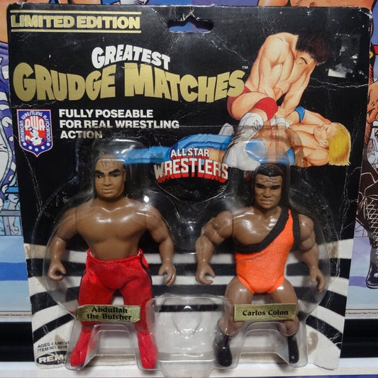 1986 AWA Remco All Star Wrestlers Series 4 "Greatest Grudge Matches" Abdullah the Butcher vs. Carlos Colon [In Orange Singlet]