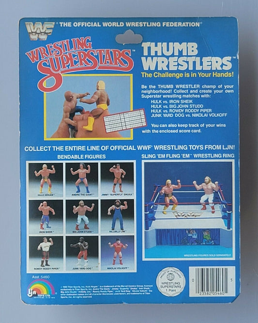 1986 WWF LJN Wrestling Superstars Thumb Wrestlers Hulk Hogan vs. Iron Sheik [Butterfly Hook]