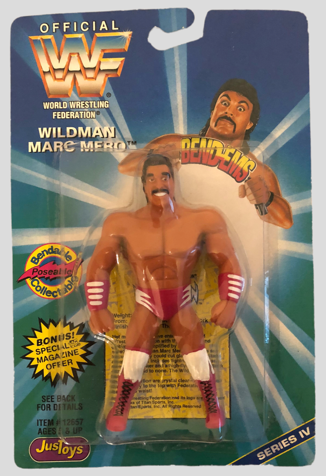 1996 WWF Just Toys Bend-Ems Series 4 Wildman Marc Mero – Wrestling