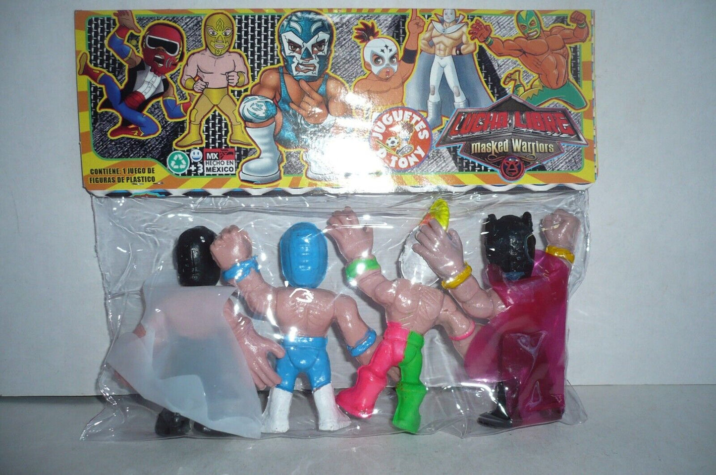 Juguetes D Tony 3.5" Lucha Central Bootleg/Knockoff Figures: Tiger Mask, Pyscho Clown, Blue Panther & Espanto