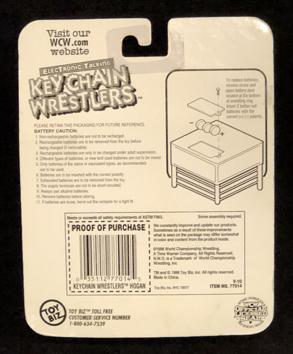 1998 WCW Toy Biz Electronic Talking Keychain Wrestlers Hollywood Hogan