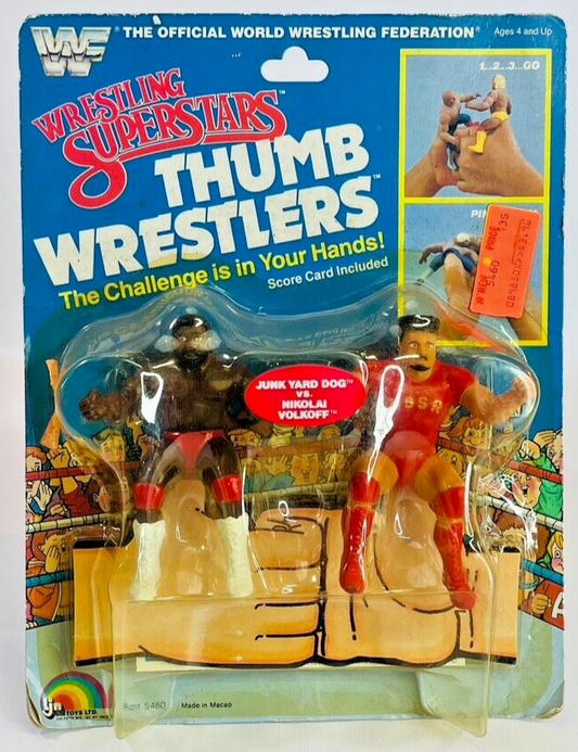 1986 WWF LJN Wrestling Superstars Thumb Wrestlers Junk Yard Dog vs. Nikolai Volkoff [Butterfly Hook]