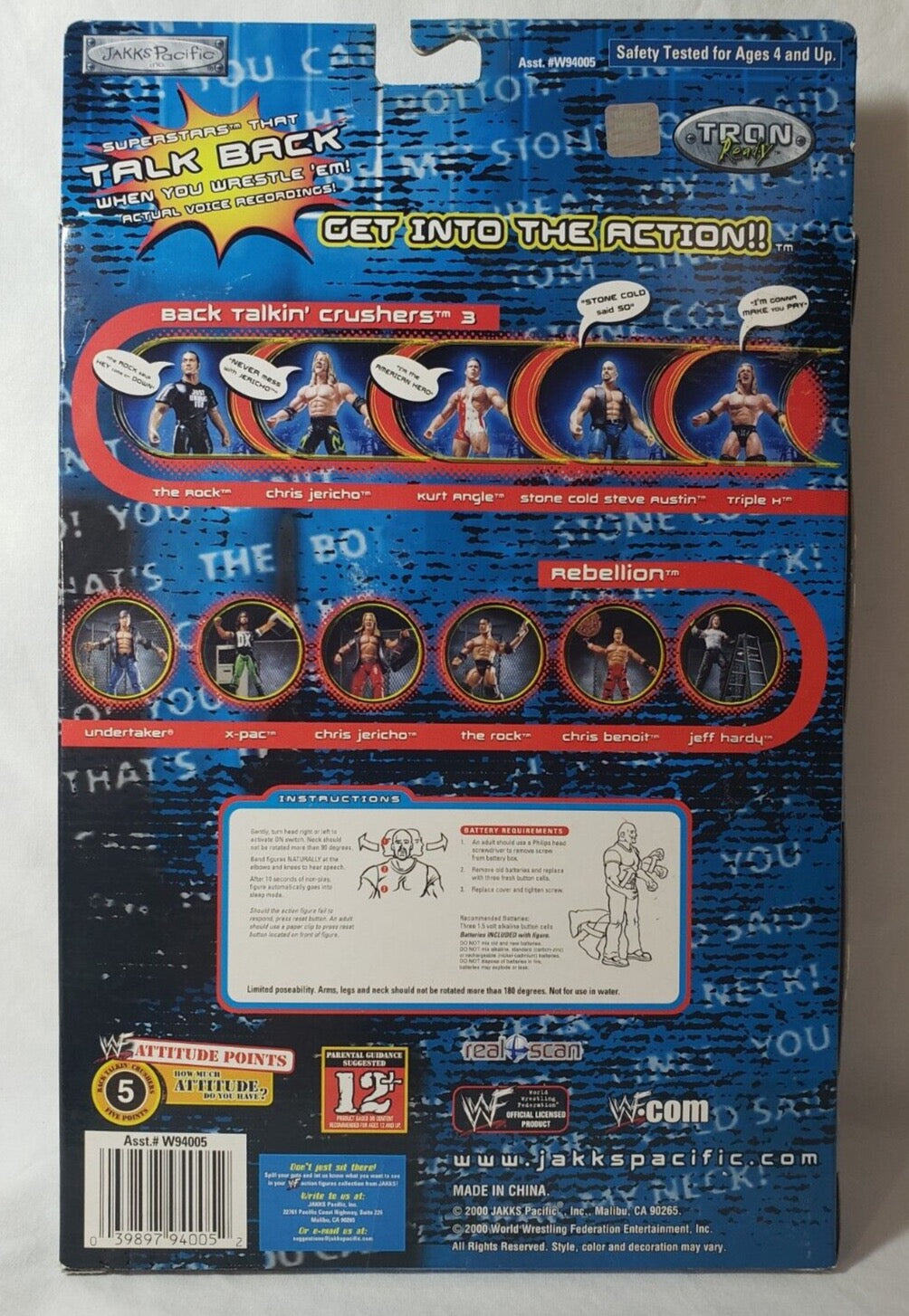 2000 WWF Jakks Pacific Back Talkin' Crushers Series 3 Triple H