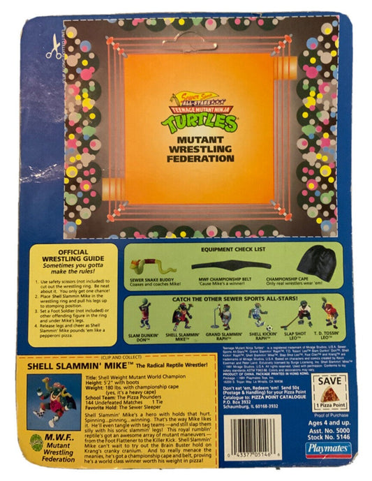 1991 Playmates Toys Teenage Mutant Ninja Turtles Shell Slammin' Mike [With Belt Off]