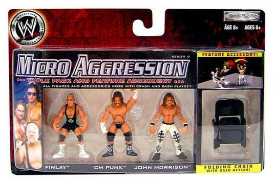 2008 WWE Jakks Pacific Micro Aggression Series 9 Finlay, CM Punk & John Morrison