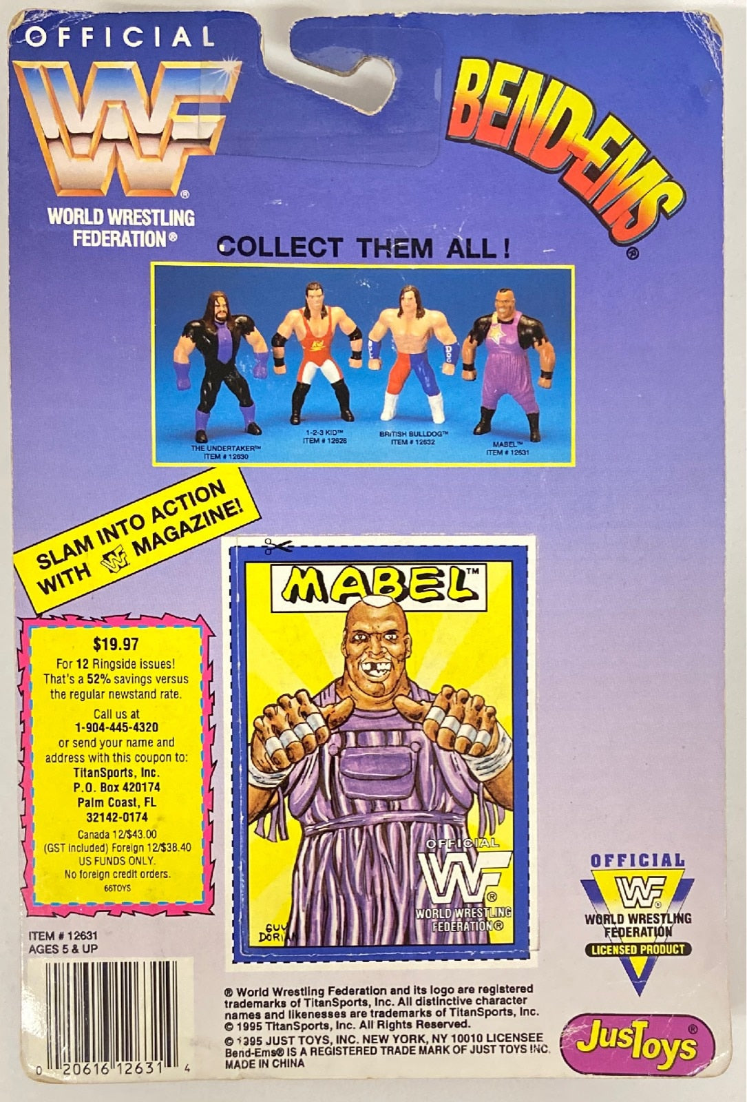 1995 WWF Just Toys Bend-Ems Series 2 Mabel