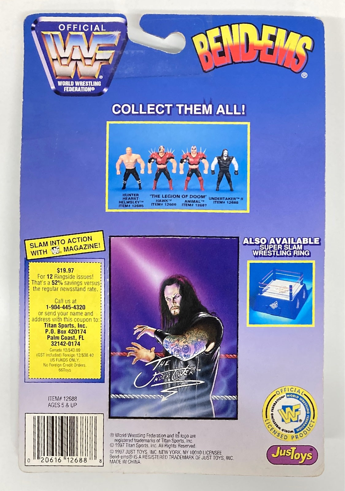 1997 WWF Just Toys Bend-Ems Series 6 Undertaker – Wrestling Figure