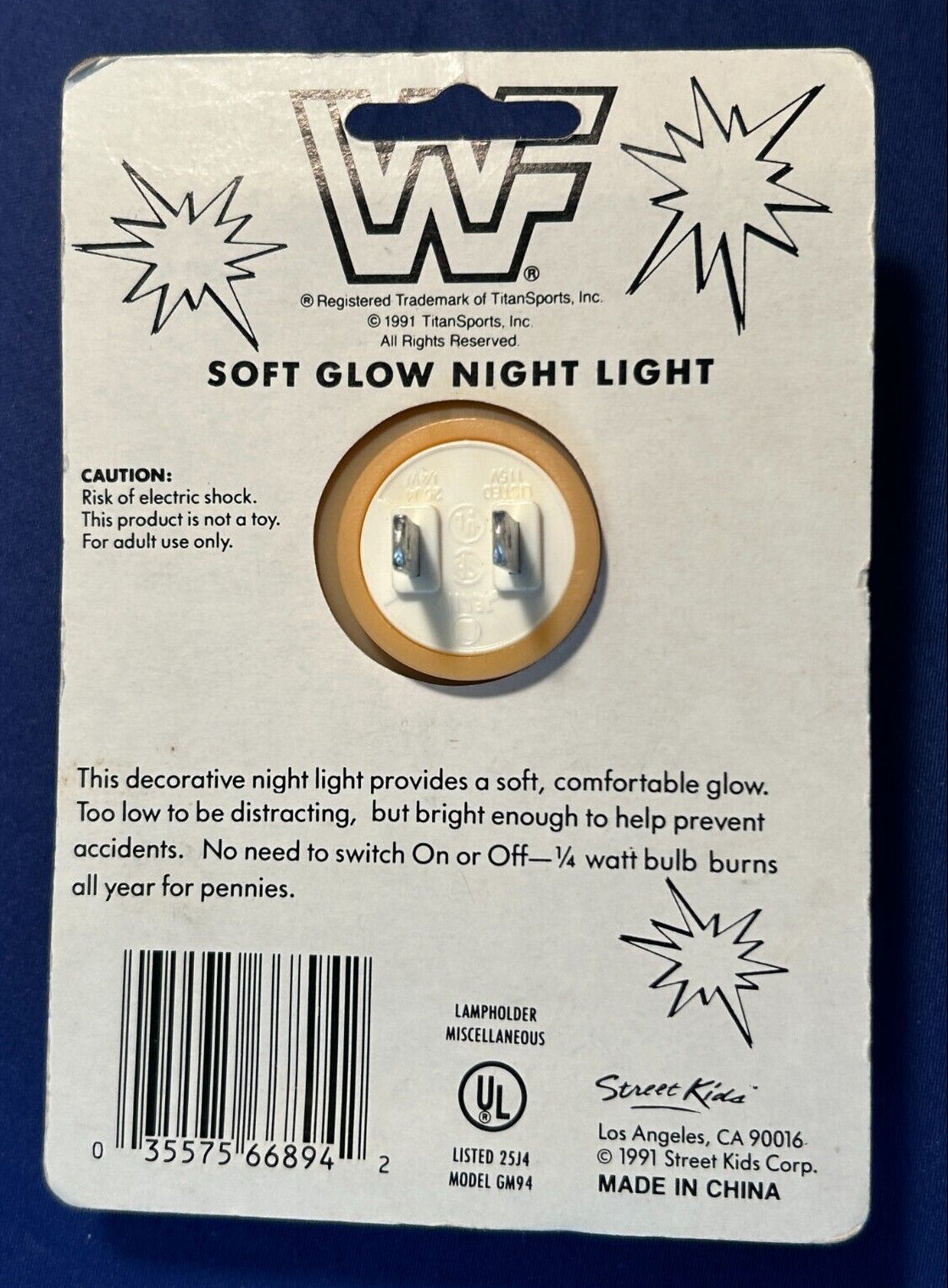 1991 WWF Street Kids Ultimate Warrior Soft Glow Night Light [Nite Lite]
