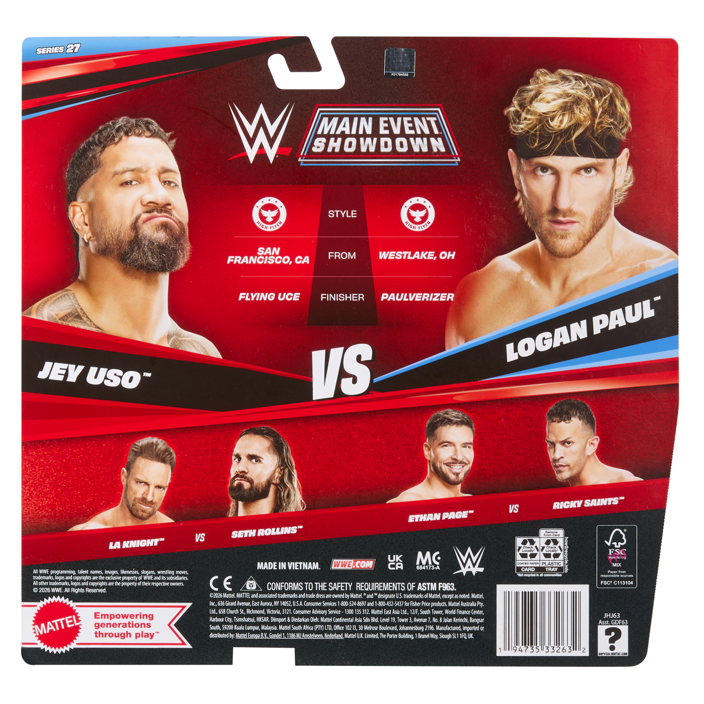 2026 WWE Mattel Main Event Showdown Series 27 Jey Uso vs. Logan Paul