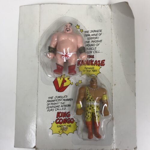 1985 IWA Star-Studded Wrestling Bendable Action Figures Star-Studded Wrestling Ring [With Kamikaze & King Congo]