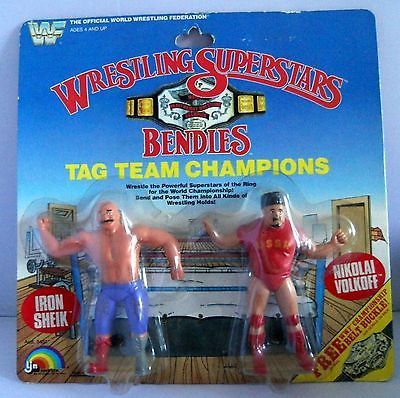 1986 WWF LJN Wrestling Superstars Bendies Tag Team Champions: Iron Sheik & Nikolai Volkoff
