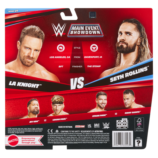 2026 WWE Mattel Main Event Showdown Series 27 LA Knight vs. Seth Rollins