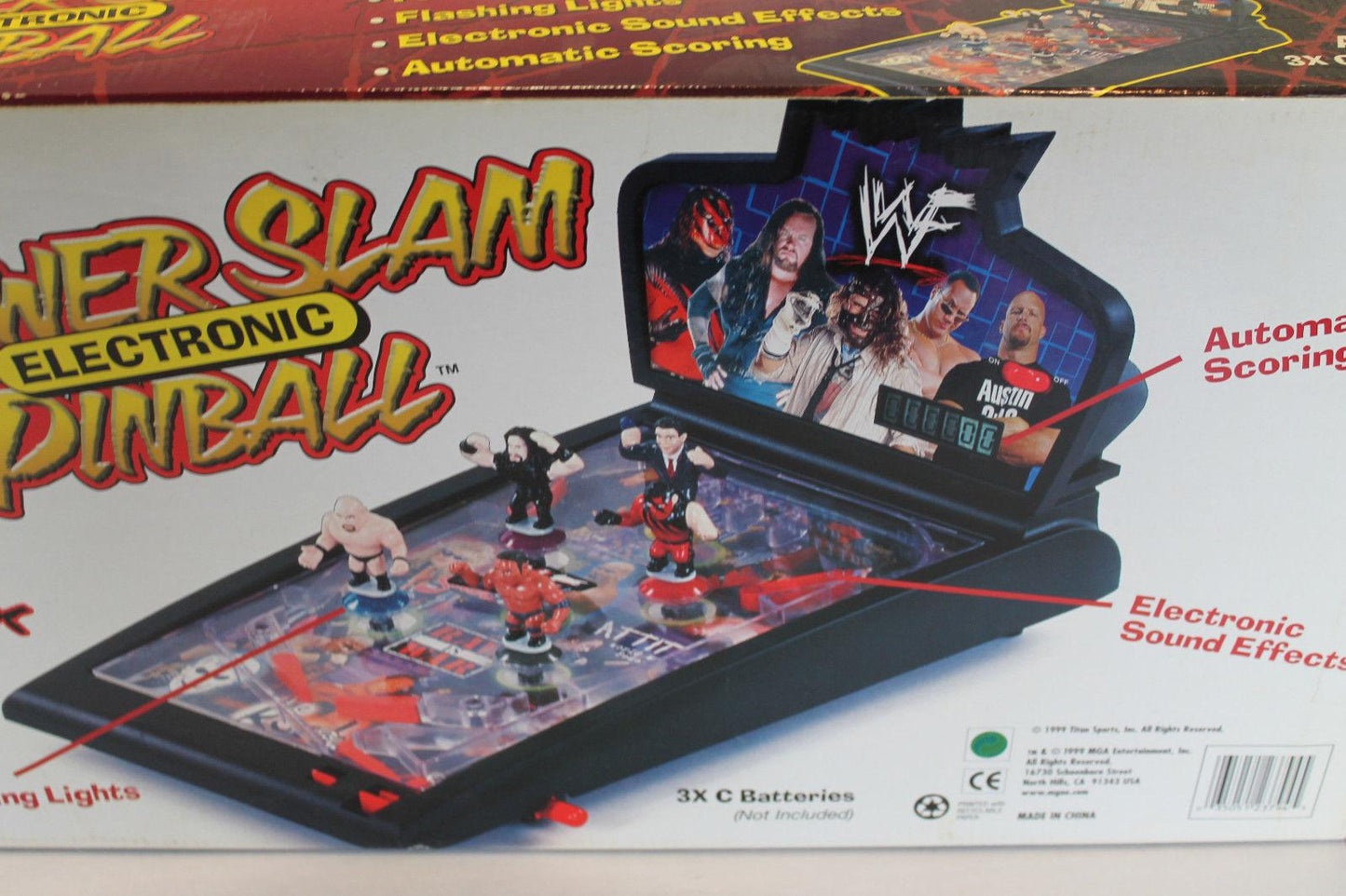 1999 WWF MGA Entertainment Power Slam Electronic Pinball [With The Rock, Vince McMahon, Stone Cold Steve Austin, Undertaker & Kane]
