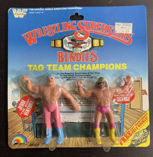 1986 WWF LJN Wrestling Superstars Bendies Tag Team Champions: Jesse "The Body" Ventura & Randy "Macho Man" Savage