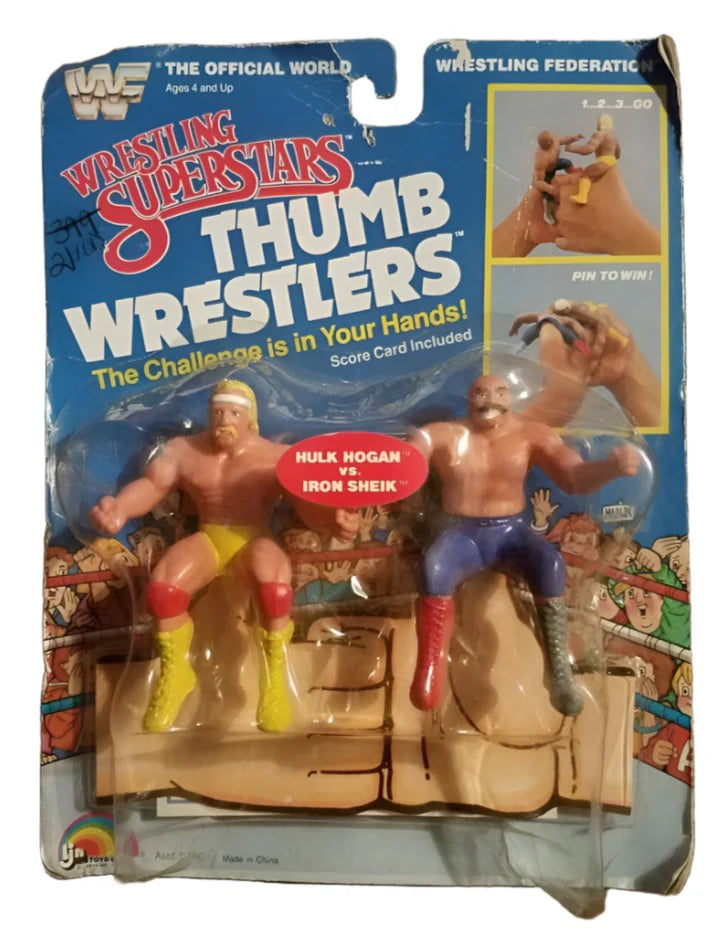 1986 WWF LJN Wrestling Superstars Thumb Wrestlers Hulk Hogan vs. Iron Sheik