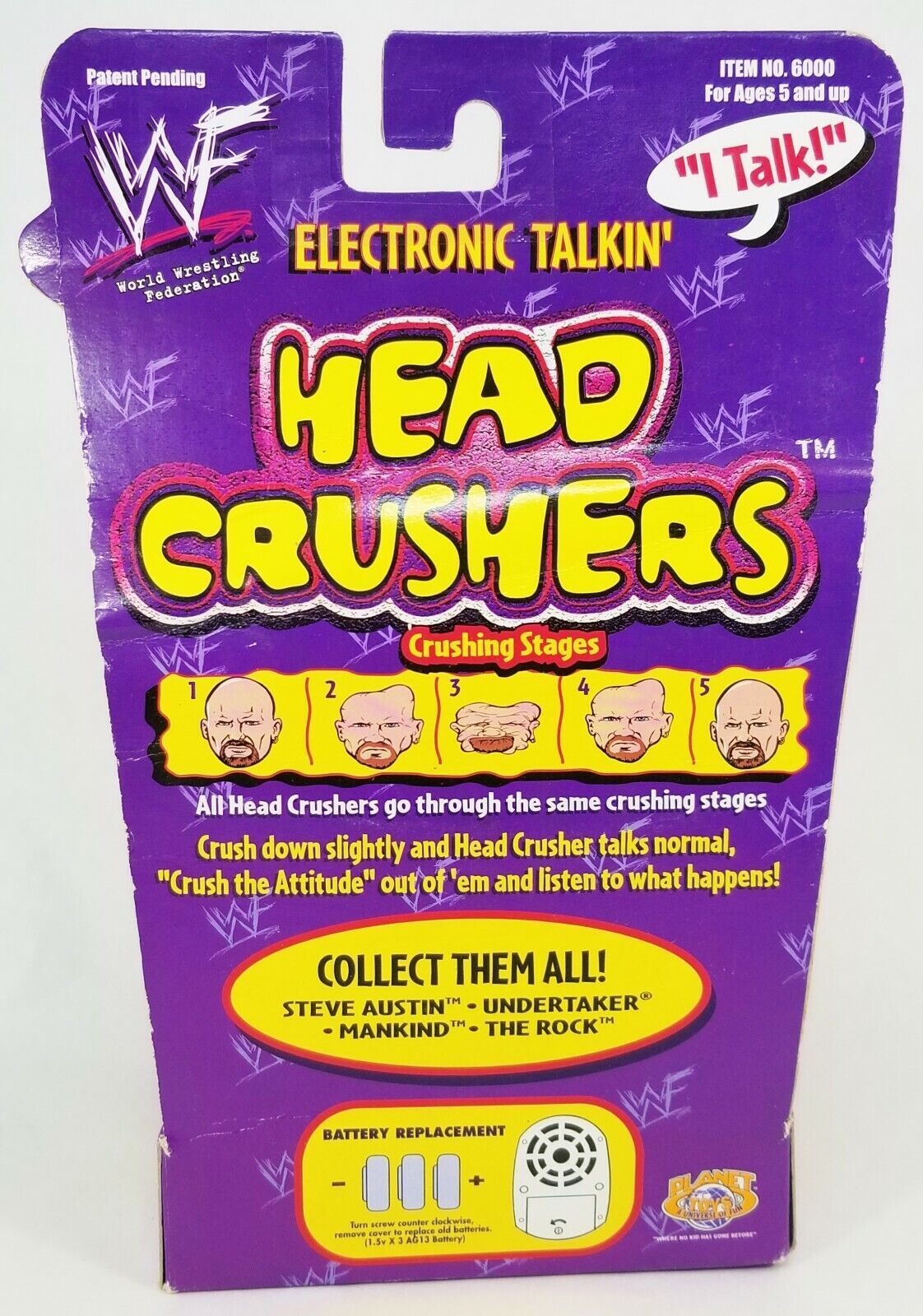 1999 WWF Planet Toys Electronic Talkin' Head Crushers Mankind