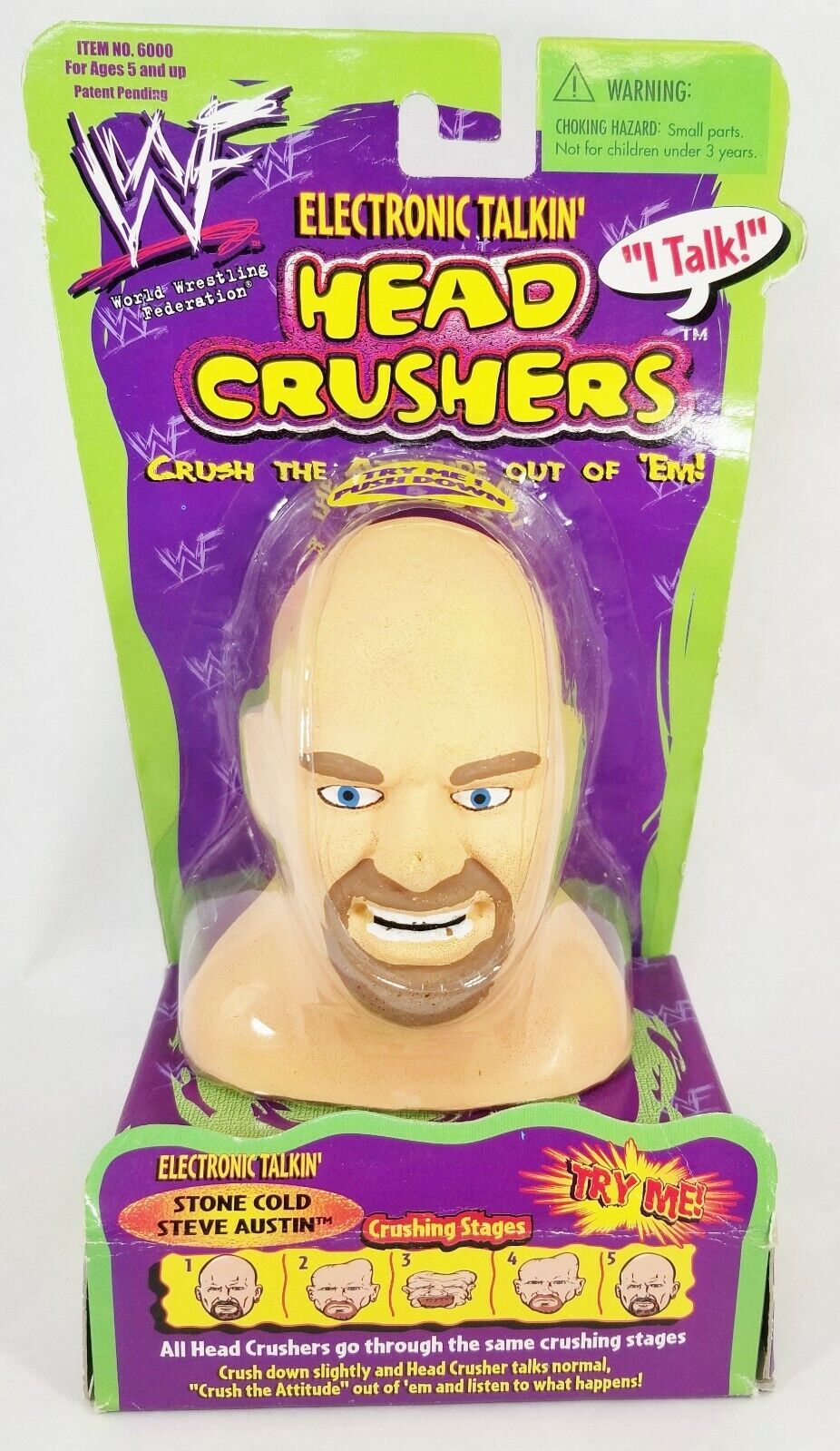 1999 WWF Planet Toys Electronic Talkin' Head Crushers Stone Cold Steve Austin