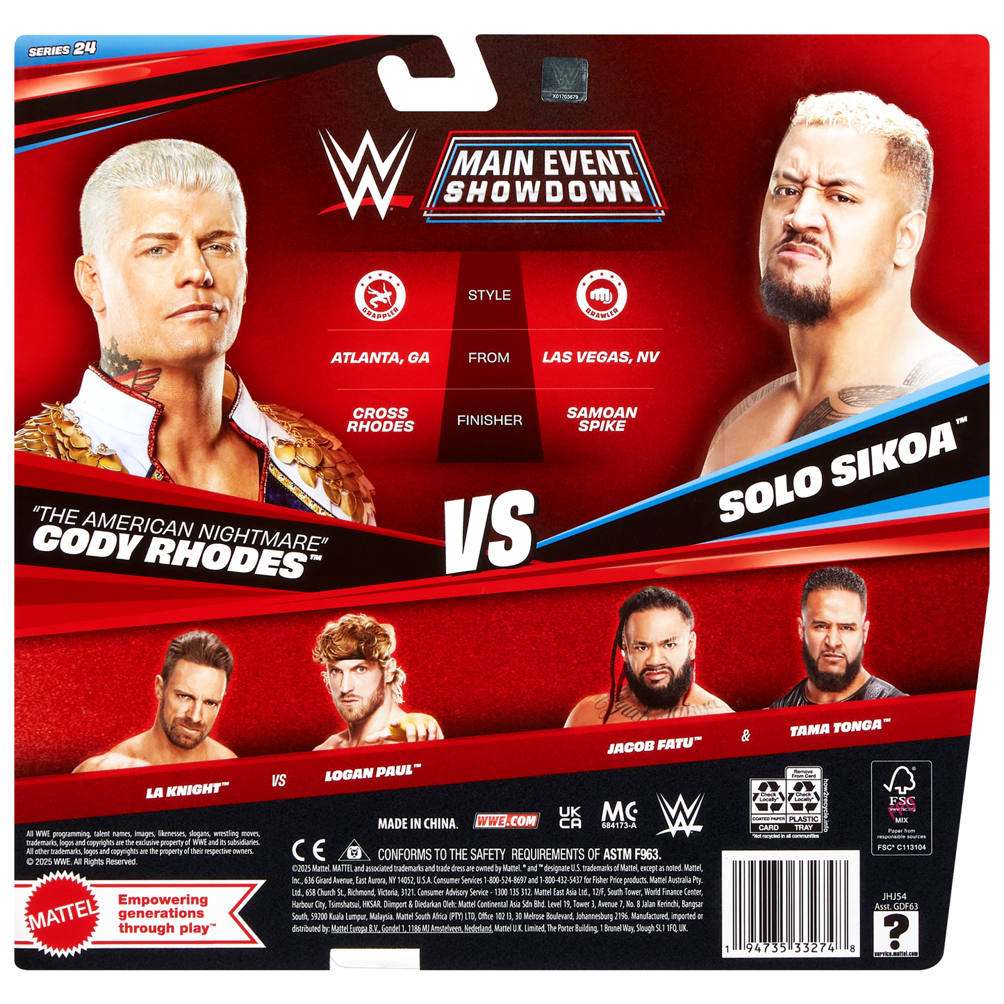 2025 WWE Mattel Main Event Showdown Series 24 "The American Nightmare" Cody Rhodes vs. Solo Sikoa