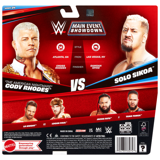 2025 WWE Mattel Main Event Showdown Series 24 "The American Nightmare" Cody Rhodes vs. Solo Sikoa