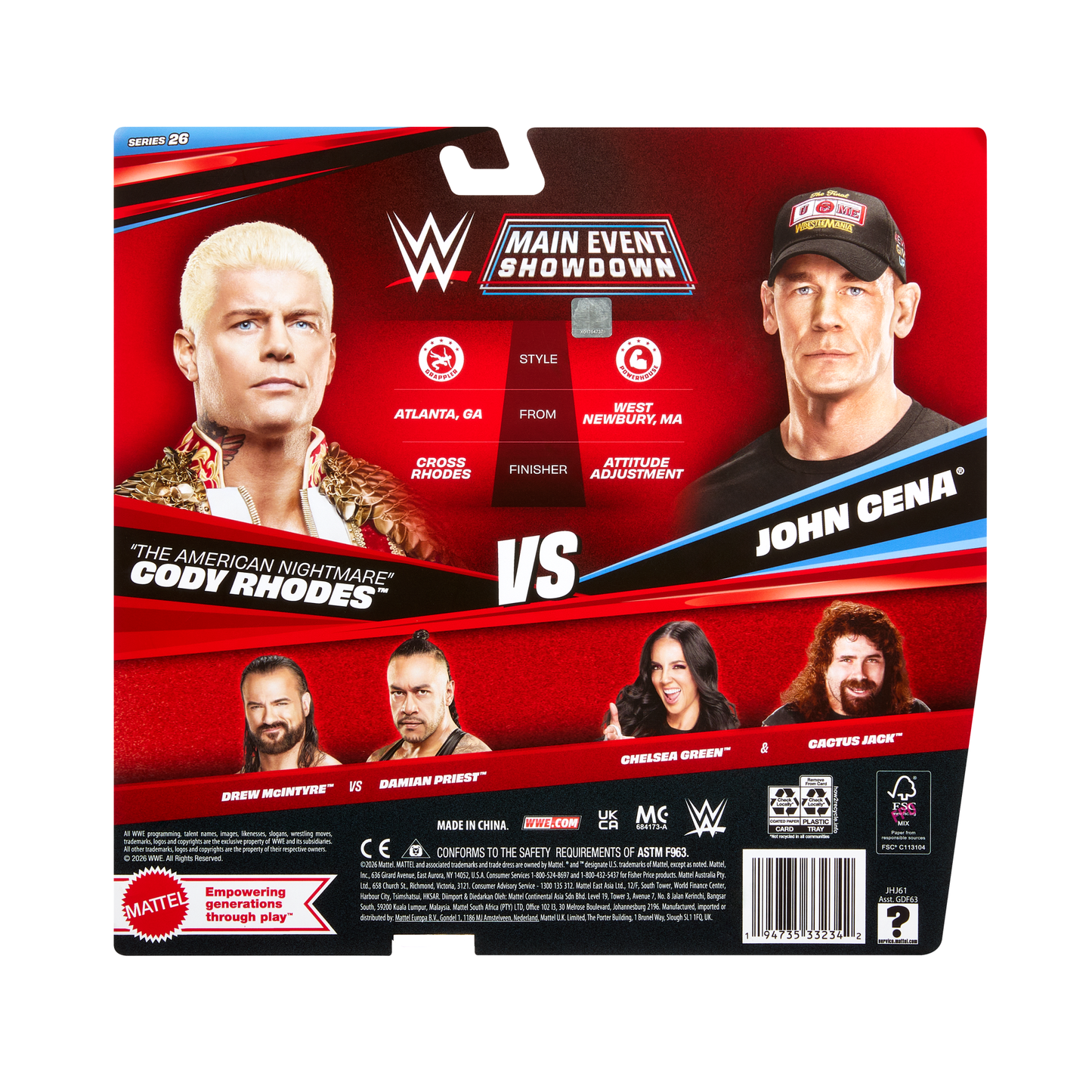 2026 WWE Mattel Main Event Showdown Series 26 "The American Nightmare" Cody Rhodes vs. John Cena