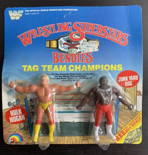 1986 WWF LJN Wrestling Superstars Bendies Tag Team Champions: Hulk Hogan & Junk Yard Dog