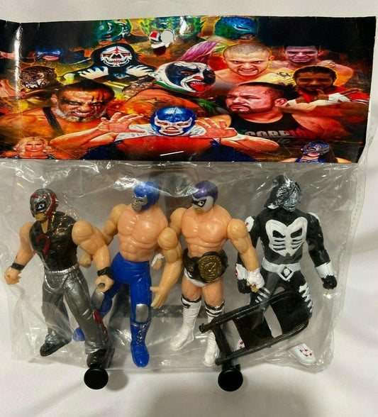 Mexican Bootleg/Knockoff 4" 4-Pack: Rey Mysterio, Blue Demon Jr., Hijo del Fantasma & LA Park