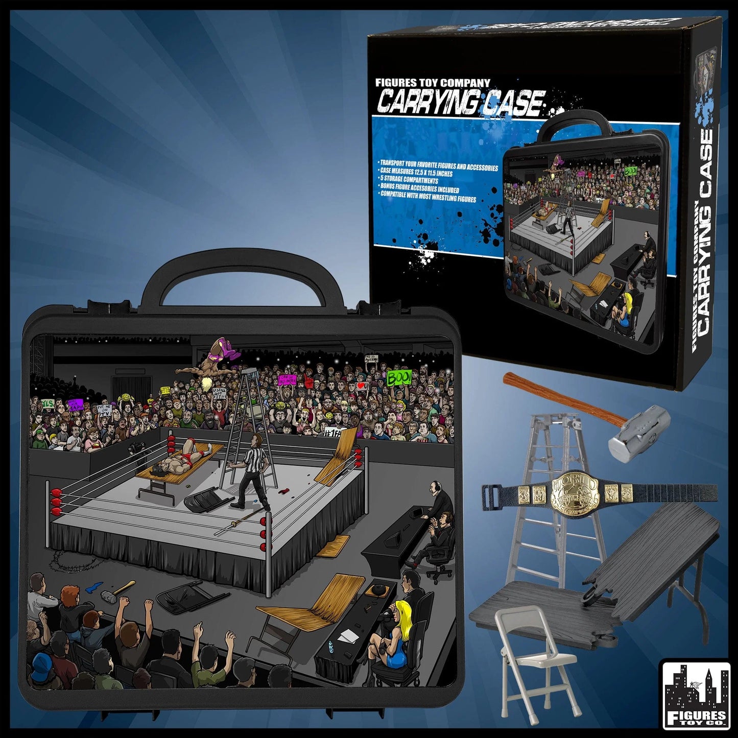 2025 FTC Deluxe Carrying Case with Accessories for Wrestling Action Figures