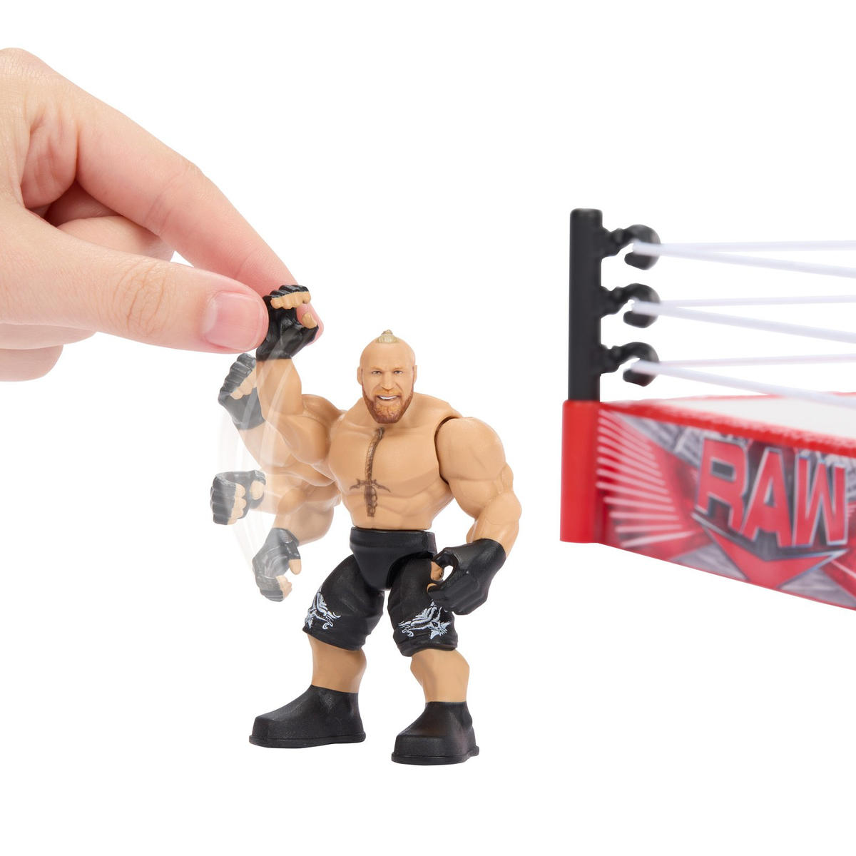 Mattel WWE Knuckle Crunchers - Set Reboud Ring Con Seth Rollins, Ring Flex Mat E 7 Accessori