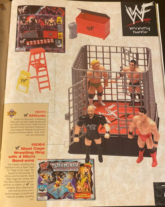 Unreleased WWF Just Toys Micro Bend-Ems Attitude Stone Cold Steve Austin, Undertaker, Kane & The Rock