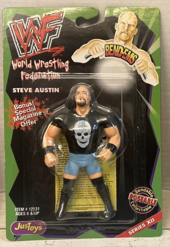 1999 WWF Just Toys Bend-Ems Series 12 Steve Austin [With Skull Shirt]