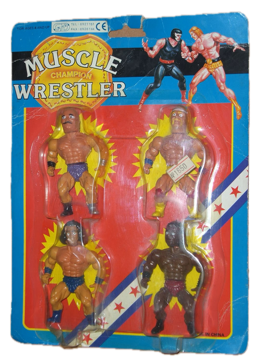 Muscle Champion Wrestler Bootleg/Knockoff 4-Pack: Iron Sheik, Hulk Hogan, Andre the Giant & Undetermined